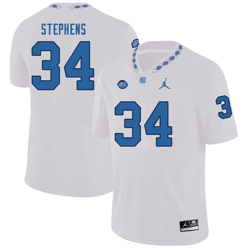 Men #34 Gabe Stephens North Carolina Tar Heels College Football Jerseys Sale-White